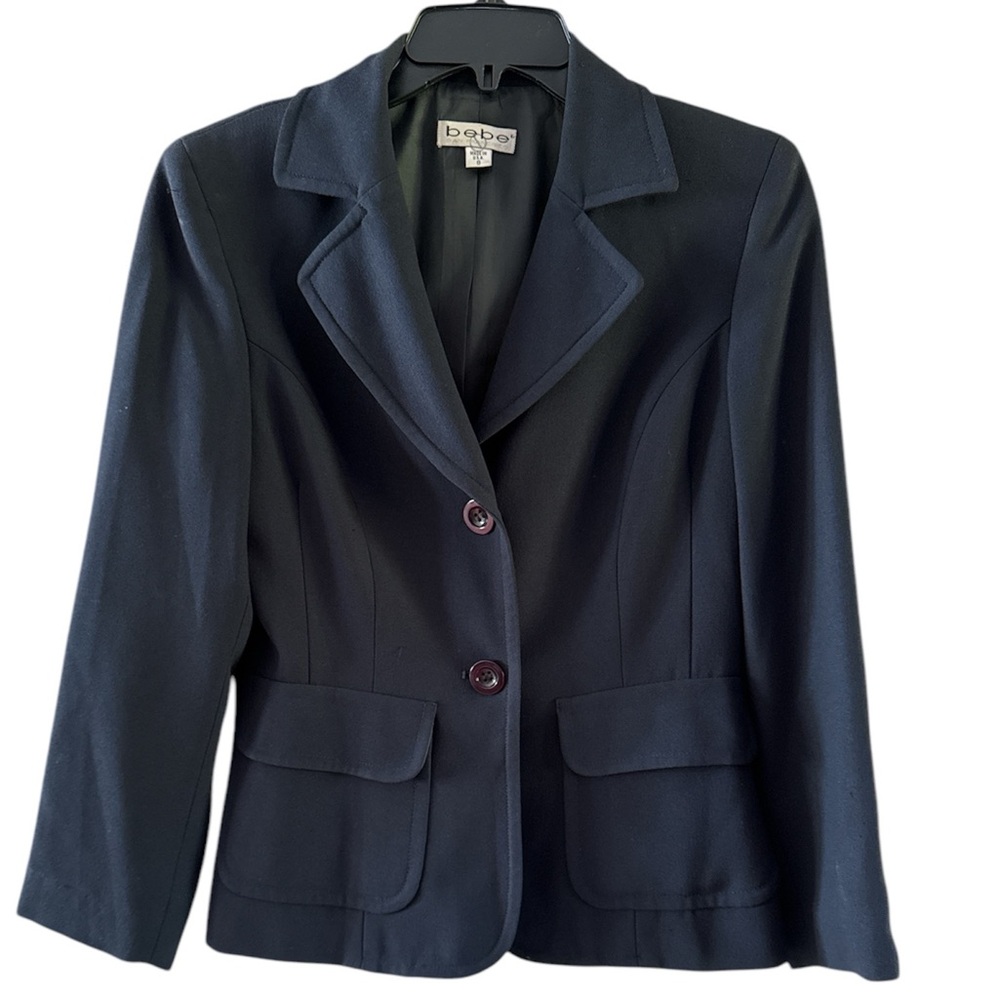 Y2K Bebe Women’s Black Blazer 2 Front pockets 2 Button Closure Office Siren 8